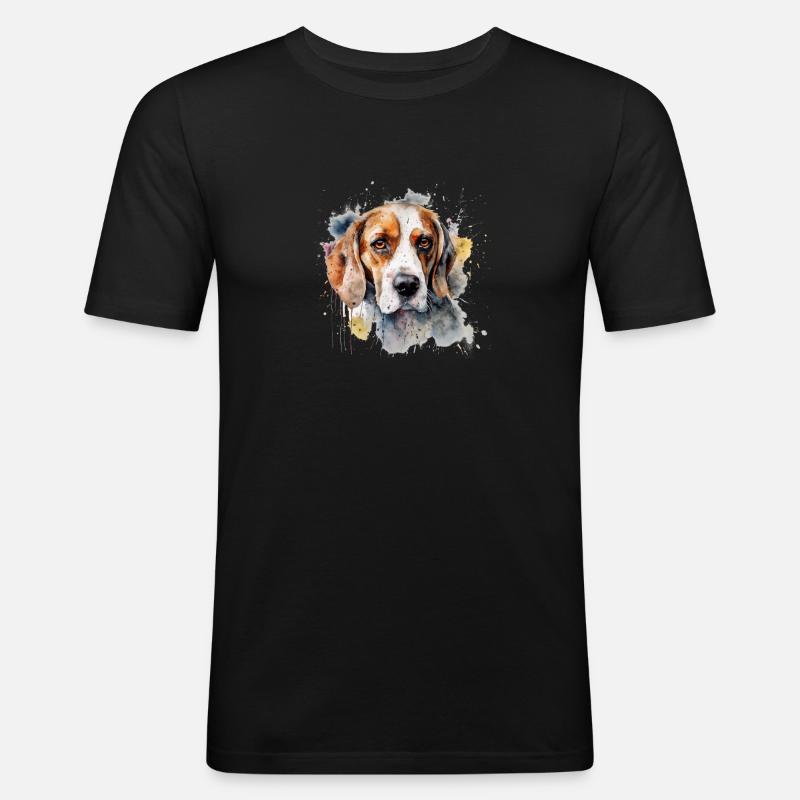 Beagle - Männer Slim Fit T-Shirt - Schwarz