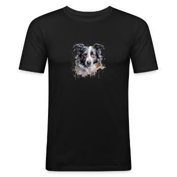 Border Collie - Men's Slim Fit T-Shirt - black - Front - Nik (191cm)