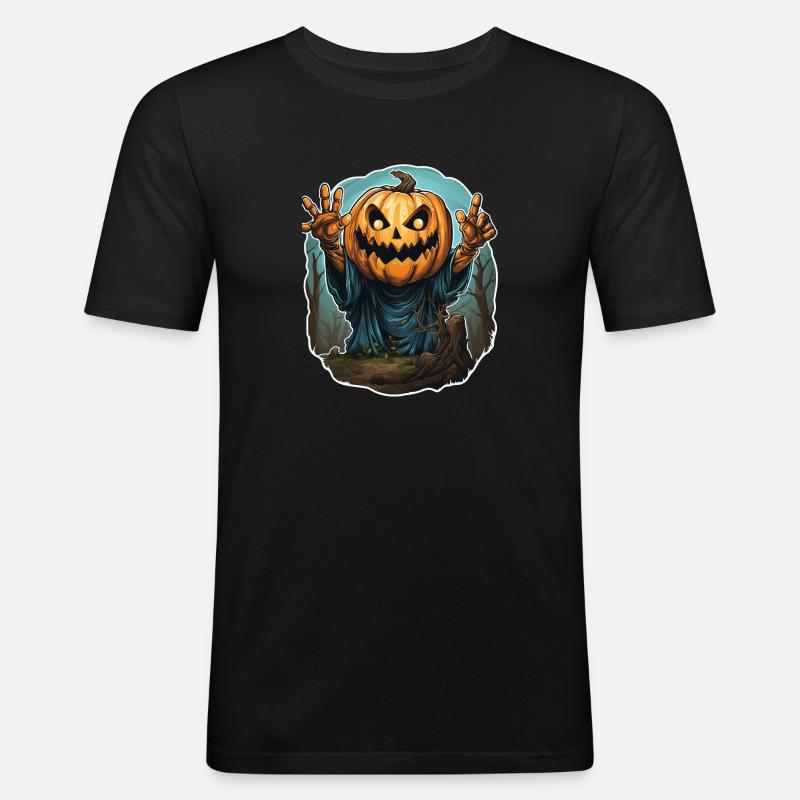 Halloween Emerging Hands Spooky Pumpkin - Men's Slim Fit T-Shirt - black