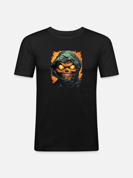 Halloween Spooky Cartoon Mummy - Men's Slim Fit T-Shirt - black