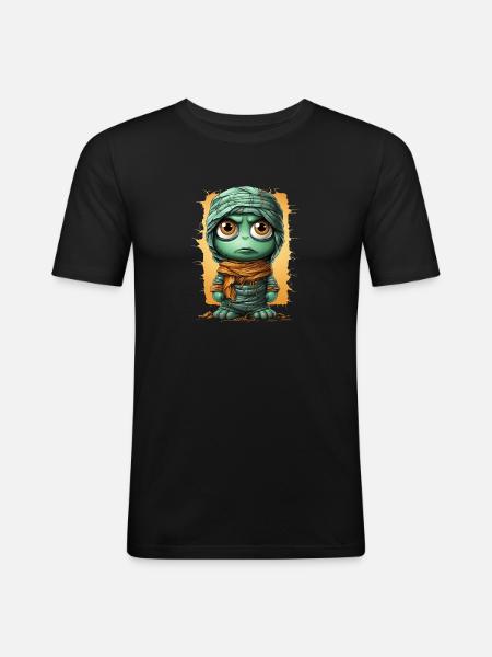 Halloween Spooky Cartoon Mummy - Men's Slim Fit T-Shirt - black