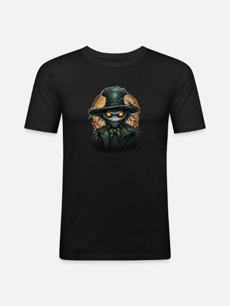 Scarecrow Halloween Cartoon Scary Scarecrow - Men's Slim Fit T-Shirt - black