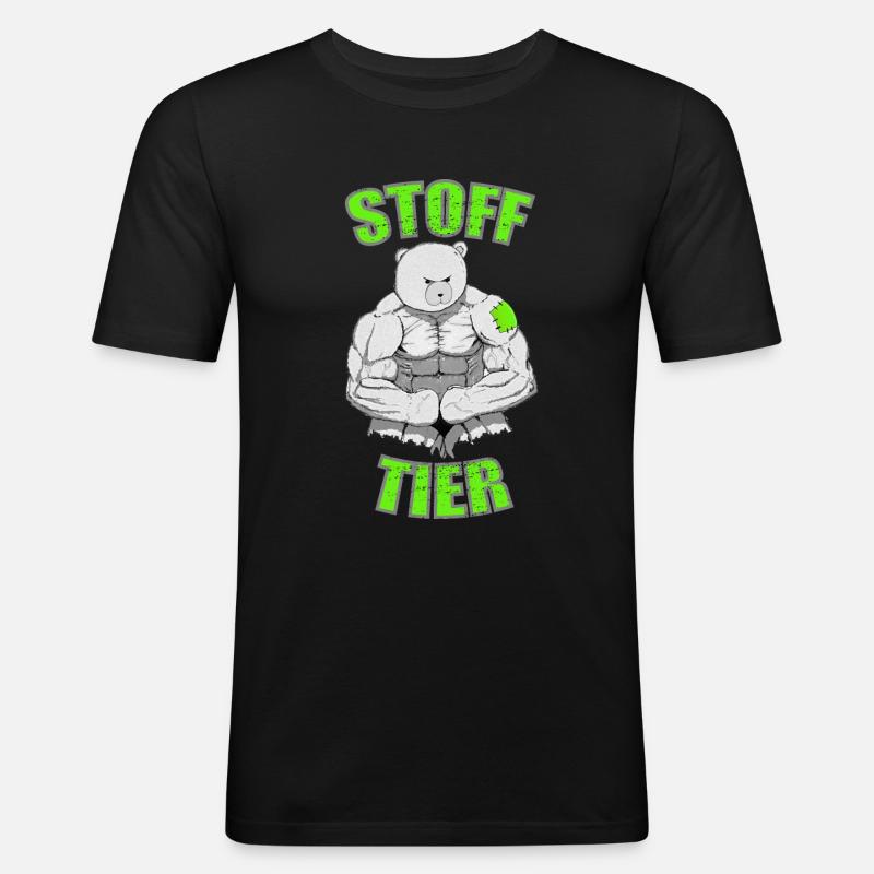 Männer Stofftier - Männer Slim Fit T-Shirt - Schwarz