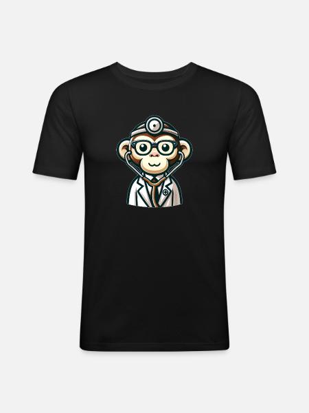 Cute Monkey Doctor - Men's Slim Fit T-Shirt - black