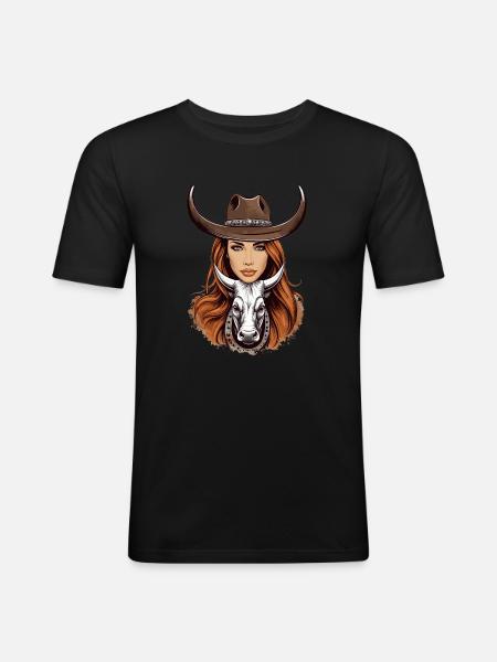 Fille du Texas - T-shirt près du corps Homme - noir
