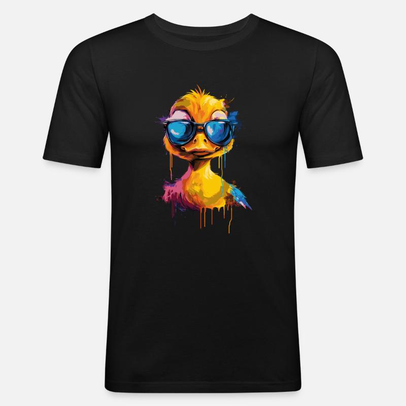 Cooole Gummiente mit Sonnenbrille - Männer Slim Fit T-Shirt - Schwarz