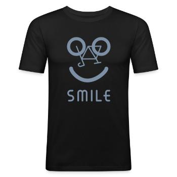 Smile - Radfahrer - lachen - grinsen - Männer Slim Fit T-Shirt - Schwarz - Vorne - Nik (191cm)