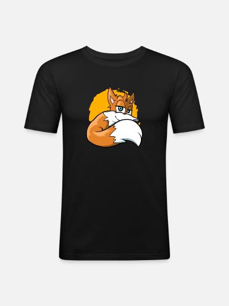 Cute Cartoon Fox - Men's Slim Fit T-Shirt - black