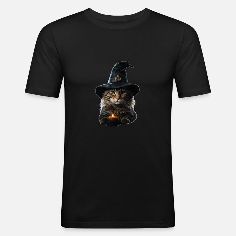 Witch Cat Halloween - Men's Slim Fit T-Shirt - black