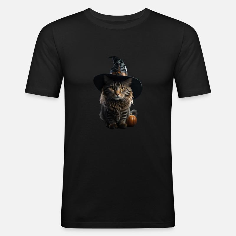 Witch Cat Halloween - Men's Slim Fit T-Shirt - black