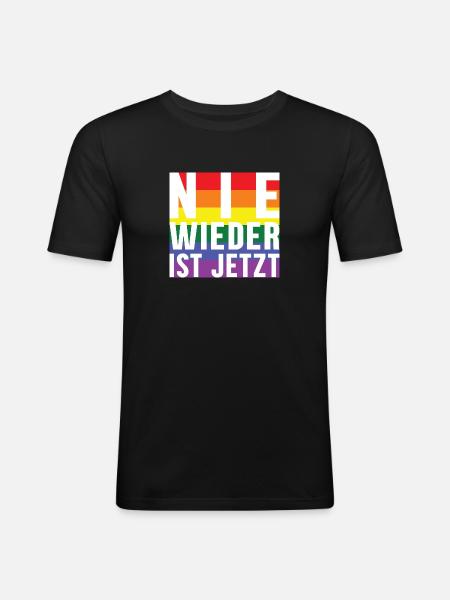 Never again lettering Pride - Men's Slim Fit T-Shirt - black