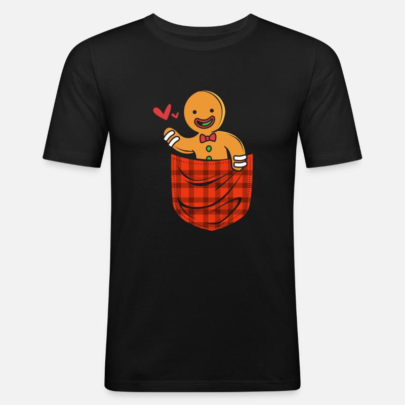 Lebkuchenmann Lebkuchenherz Lebkuchen Naschen - Männer Slim Fit T-Shirt - Schwarz