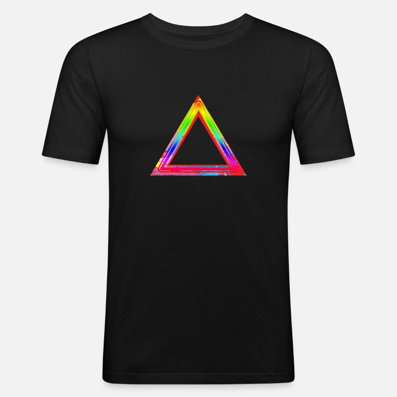 TRIANGULAR RAINBOW - Männer Slim Fit T-Shirt - Schwarz