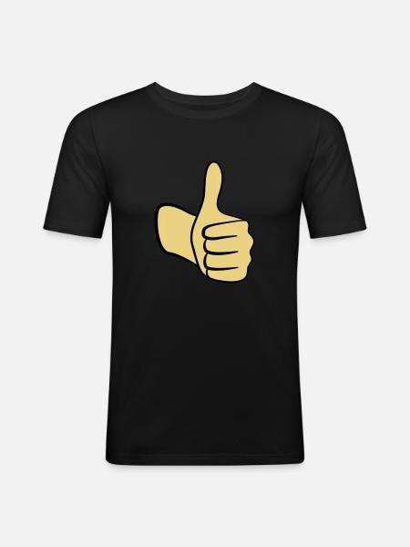 Daumen hoch! - Männer Slim Fit T-Shirt - Schwarz