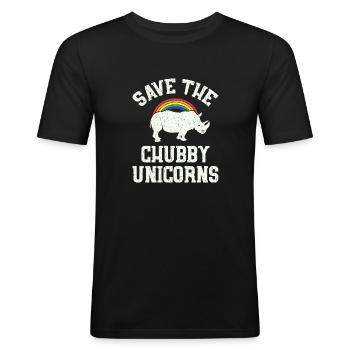 Save Chubby Unicorns - Men's Slim Fit T-Shirt - black - Front - Nik (191cm)