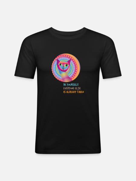 chat 3 - T-shirt près du corps Homme - noir