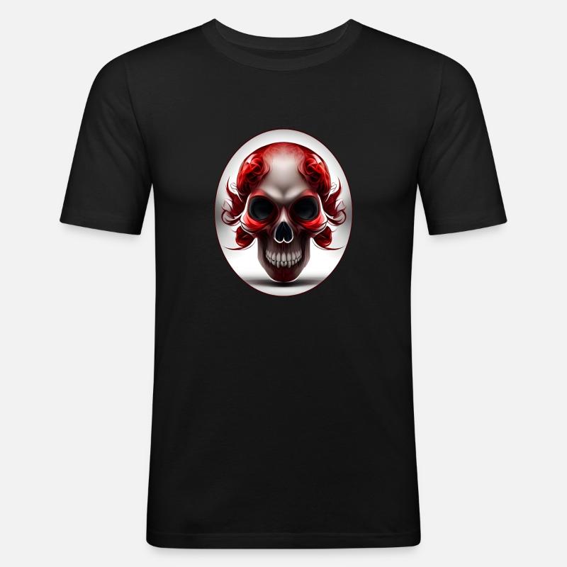 Darkside Design - Schädel Kunst 3 - Männer Slim Fit T-Shirt - Schwarz