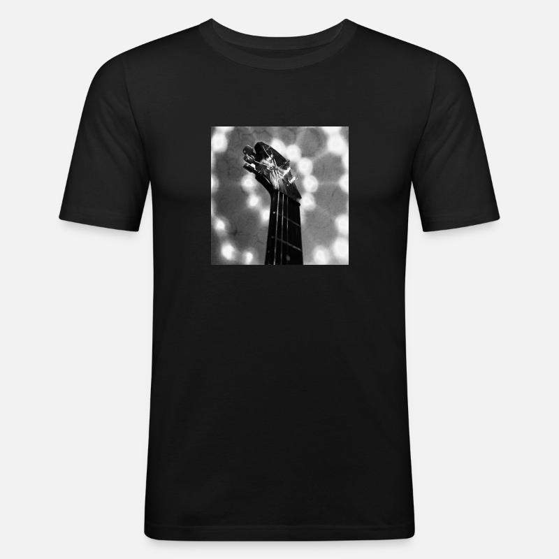 Guitar-Head (black&white) - Männer Slim Fit T-Shirt - Schwarz