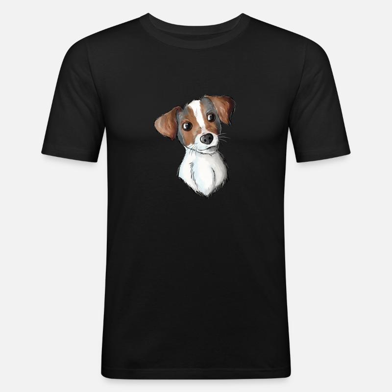 Jack Russell Pattern - Männer Slim Fit T-Shirt - Schwarz