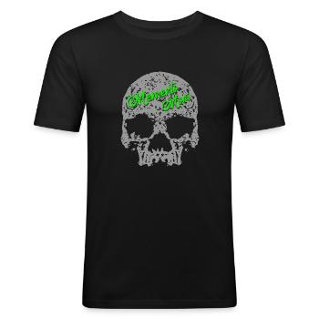 Crâne Memento Mori - T-shirt près du corps Homme - noir - Devant - Nik (191cm)