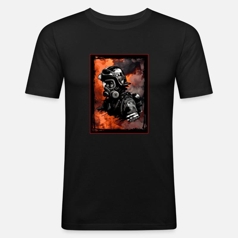 Feuerwehr Firefighter - Männer Slim Fit T-Shirt - Schwarz