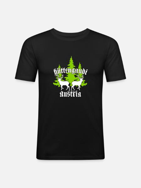 Hüttengaudi Austria 2C - Männer Slim Fit T-Shirt - Schwarz
