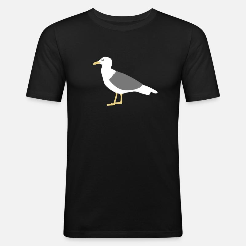 Möwe - Männer Slim Fit T-Shirt - Schwarz