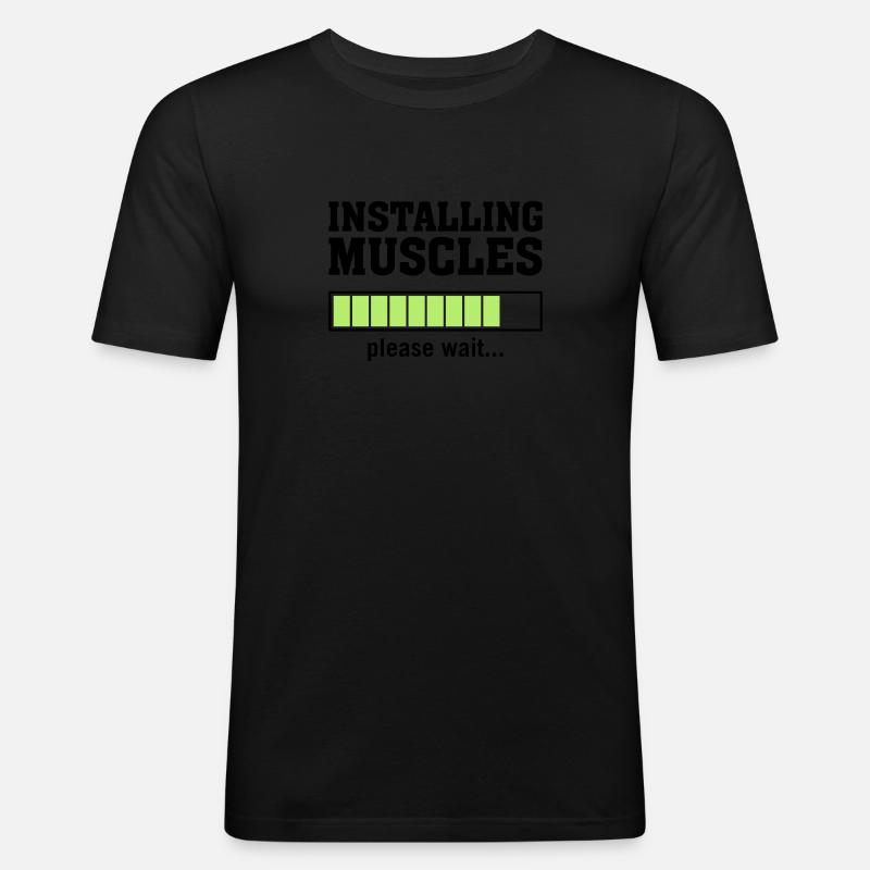 Installing Muscles (Please Wait) - Men's Slim Fit T-Shirt - black