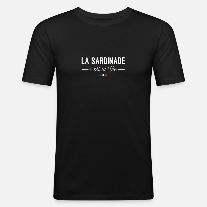 La Sardinade, c'est la Vie! Mangiatori di sardine - Maglietta aderente da uomo - nero