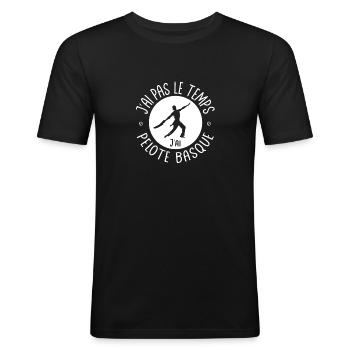 I don't have time I have Basque pelota - Men's Slim Fit T-Shirt - black - Front - Nik (191cm)