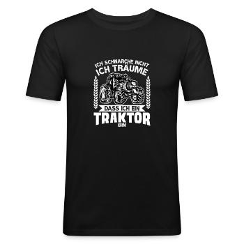 Ich Schnarche Nicht Ich Träume Ich Wäre Traktor - Männer Slim Fit T-Shirt - Schwarz - Vorne - Nik (191cm)