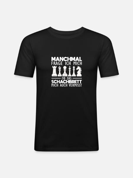 Schach Sprüche - Männer Slim Fit T-Shirt - Schwarz