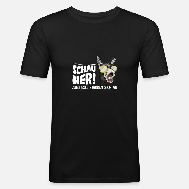 Esel Bauernhof Bauer Farmer - Männer Slim Fit T-Shirt - Schwarz