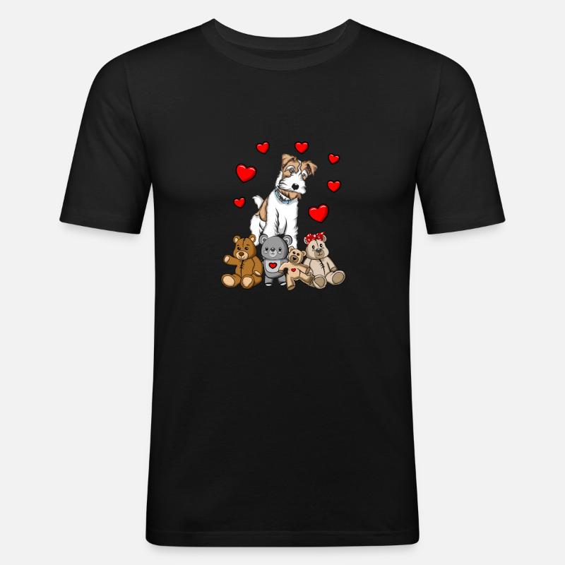 Drahthaar Foxterrier Glatthaar Foxterrier - Männer Slim Fit T-Shirt - Schwarz