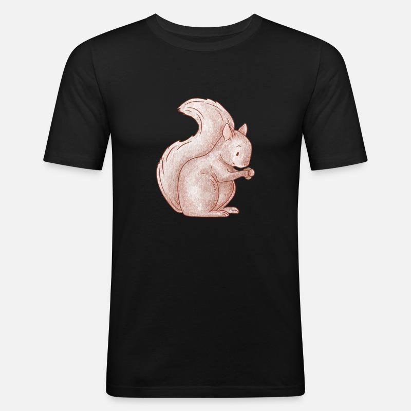 Süßes nussiges Eichhörnchen - Männer Slim Fit T-Shirt - Schwarz