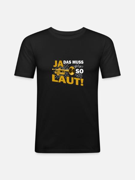 Trompete - Männer Slim Fit T-Shirt - Schwarz