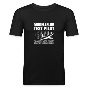 Modellflugzeug Modellfliegen Modellflieger - Männer Slim Fit T-Shirt - Schwarz - Vorne - Nik (191cm)