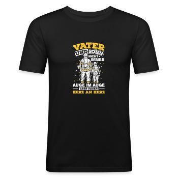 Feuerwehr Vater Sohn Partnerlook - Männer Slim Fit T-Shirt - Schwarz - Vorne - Nik (191cm)