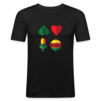 Spielkarten Bayrisch Kartenspiel Bayern Schafkopf - Männer Slim Fit T-Shirt - Schwarz - Vorne - Nik (191cm)