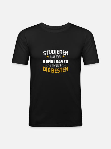 Kanalbauer - Männer Slim Fit T-Shirt - Schwarz