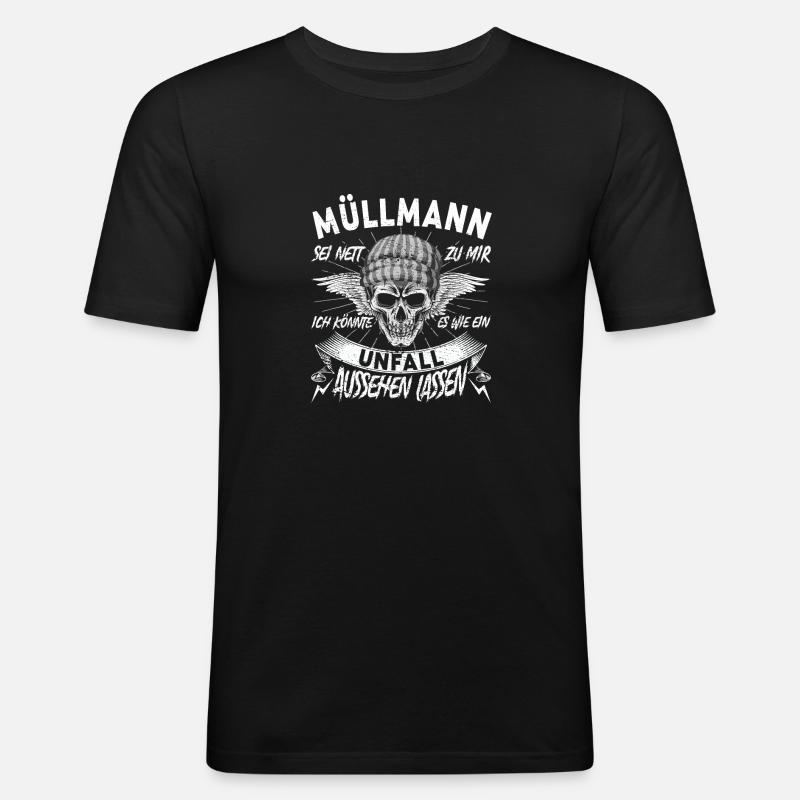 Müllmann - Männer Slim Fit T-Shirt - Schwarz