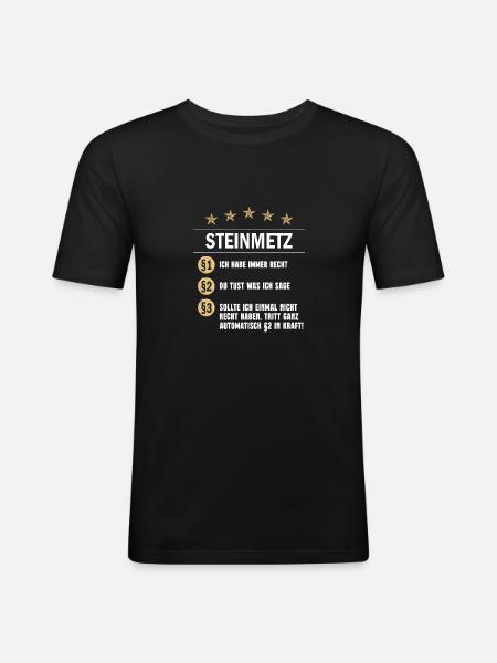 Steinmetz Paragraph - Männer Slim Fit T-Shirt - Schwarz