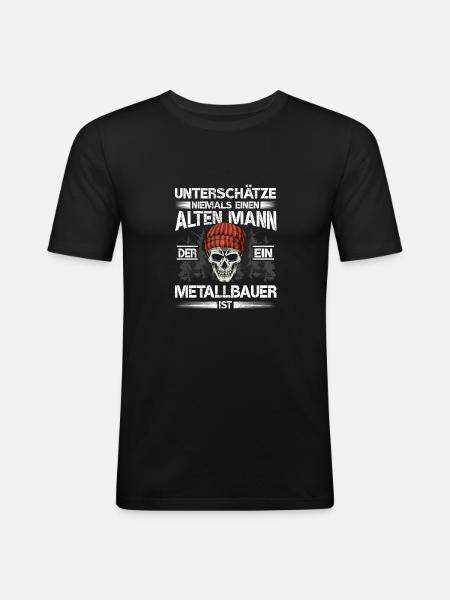 Metallbauer Alter mann Schweißer - Männer Slim Fit T-Shirt - Schwarz