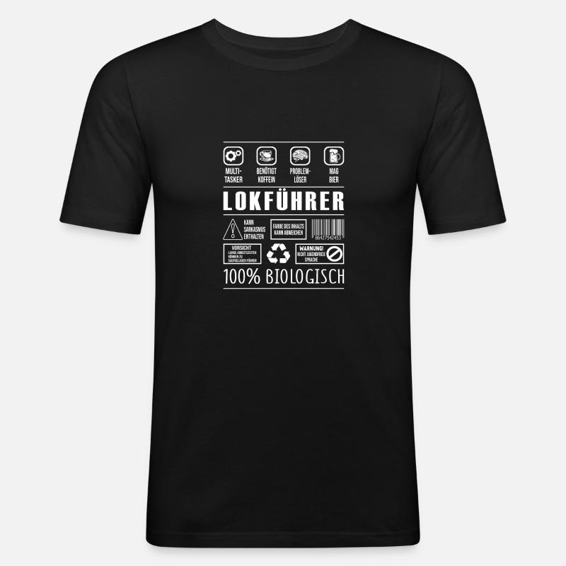 Lokführer Beruf Spruch lustig Schaffner - Männer Slim Fit T-Shirt - Schwarz
