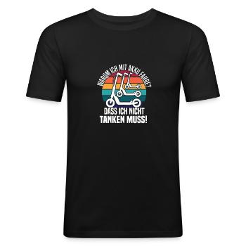 Akku Roller Scooter E Roller Elektro Bike tanken - Männer Slim Fit T-Shirt - Schwarz - Vorne - Nik (191cm)