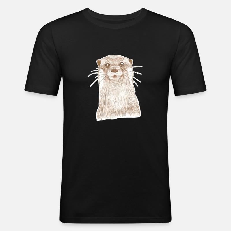Otter 2 12 07 2022 - Männer Slim Fit T-Shirt - Schwarz