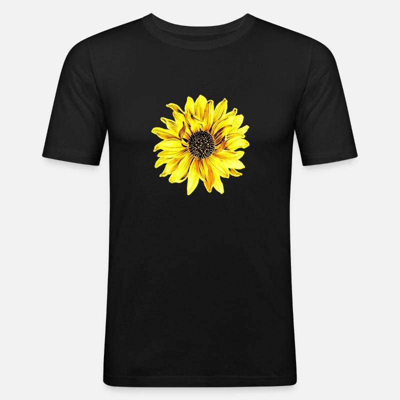 Blume, gelbe Blume - Männer Slim Fit T-Shirt - Schwarz