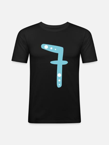 Nummer 7 - Männer Slim Fit T-Shirt - Schwarz