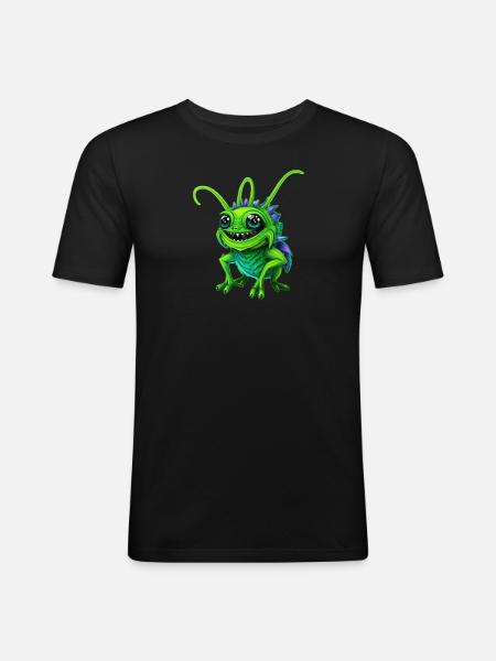 Grüne Monster-Grille - Männer Slim Fit T-Shirt - Schwarz