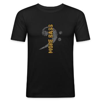 More Bass - Mehr Bass - Männer Slim Fit T-Shirt - Schwarz - Vorne - Nik (191cm)
